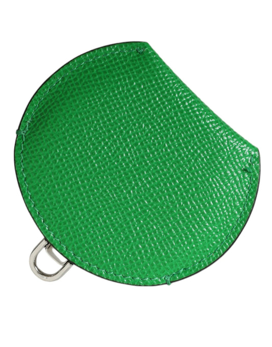 Portaspecchietto rotondo con logo Dolce & Gabbana in pelle di vitello verde