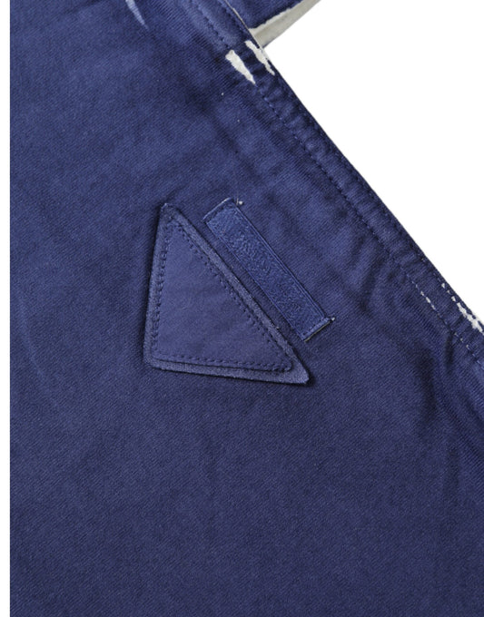 Borsa shopping Prada in tessuto jersey blu con logo e tracolla