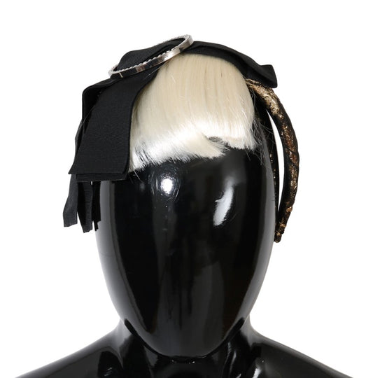 Cerchietto Dolce & Gabbana con diadema bianco e cristalli neri