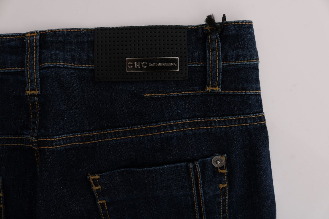 Jeans a zampa d'elefante in cotone blu di Costume National