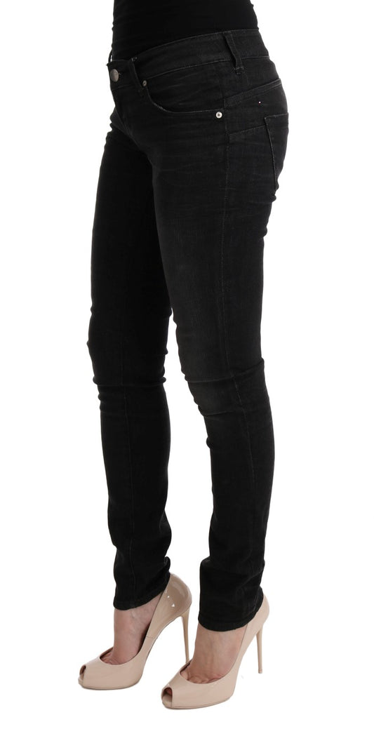Jeans slim fit in denim di cotone nero Acht