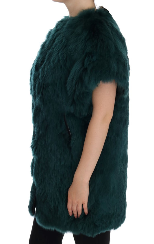 Dolce & Gabbana Gilet in pelliccia di alpaca verde senza maniche