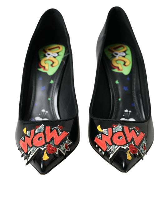 Scarpe con tacco a spillo Dolce & Gabbana in pelle nera WOW Patch