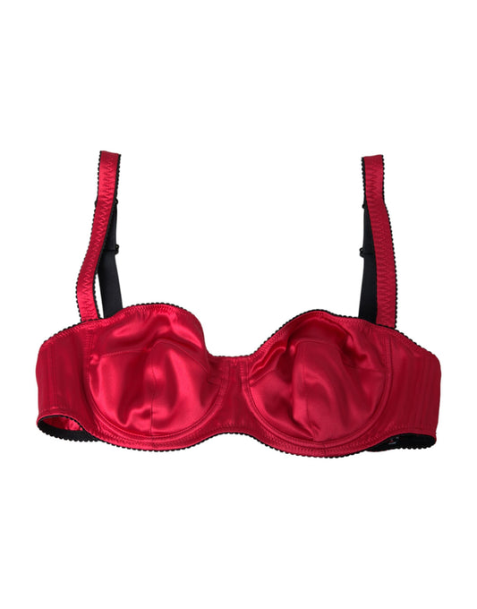 Dolce & Gabbana Reggiseno intimo a balconcino elasticizzato in seta bordeaux