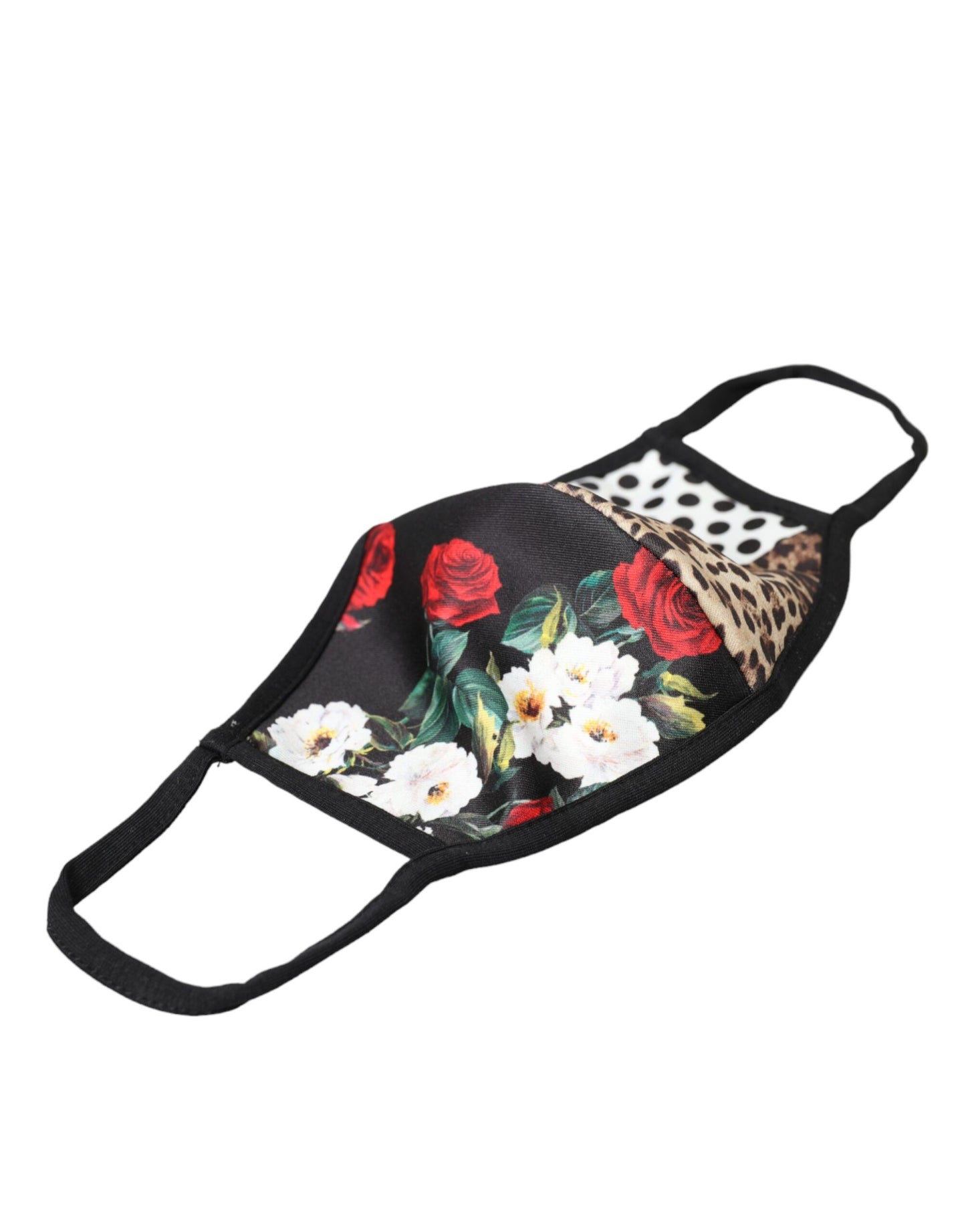 Mascherina elastica per le orecchie con motivo floreale leopardato multicolore Dolce & Gabbana