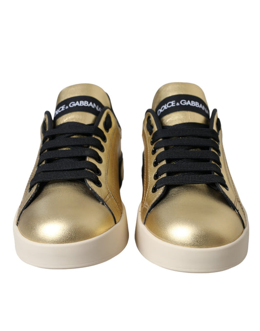 Dolce & Gabbana Gold Portofino Vitello Sneakers Scarpe da donna