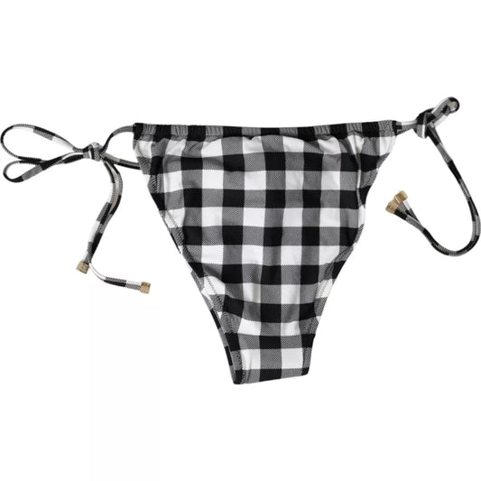 Dolce & Gabbana Costume da bagno a quadri bianco e nero, slip bikini da spiaggia
