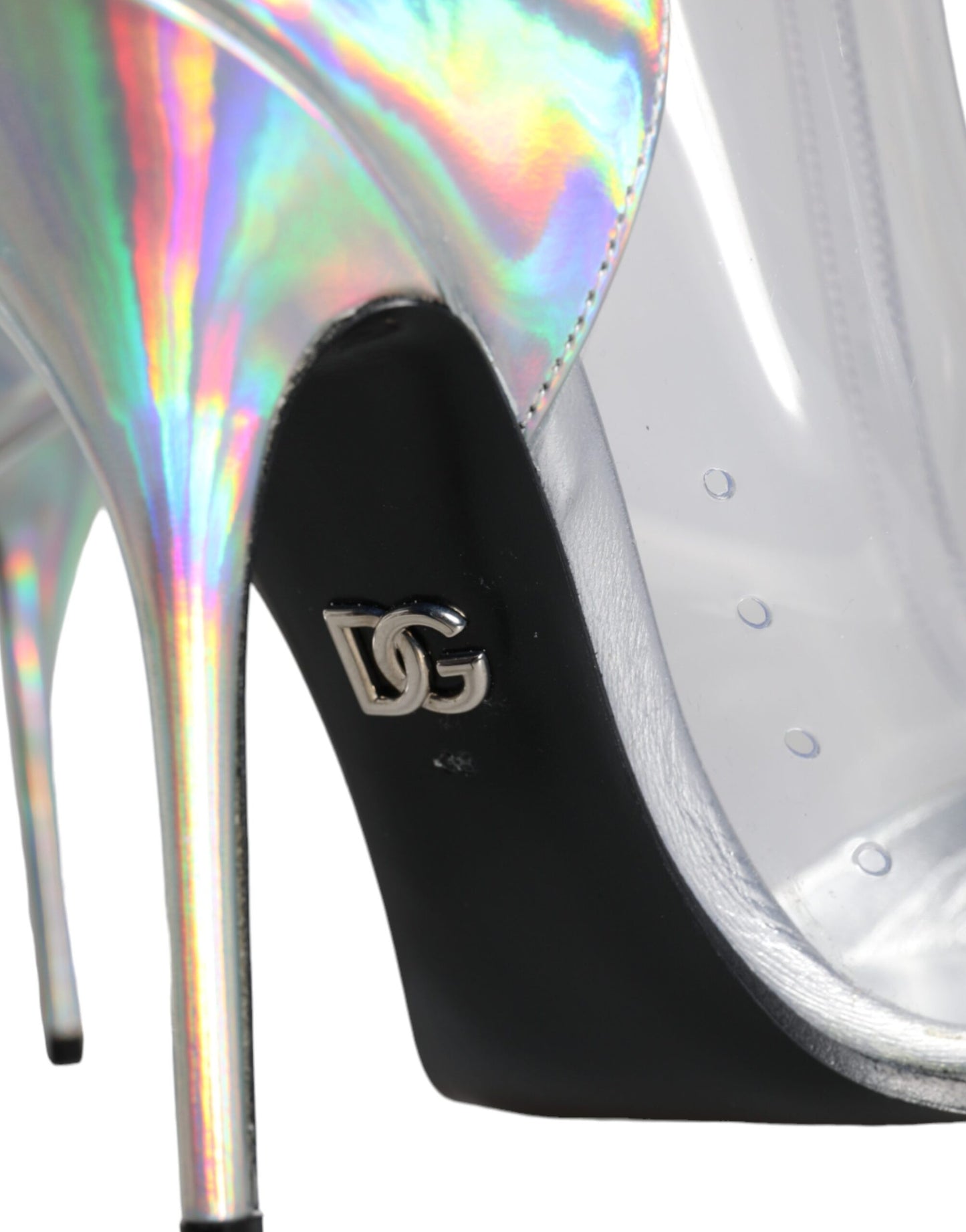 Dolce & Gabbana Stivali corti a punta in PVC iridescente argento