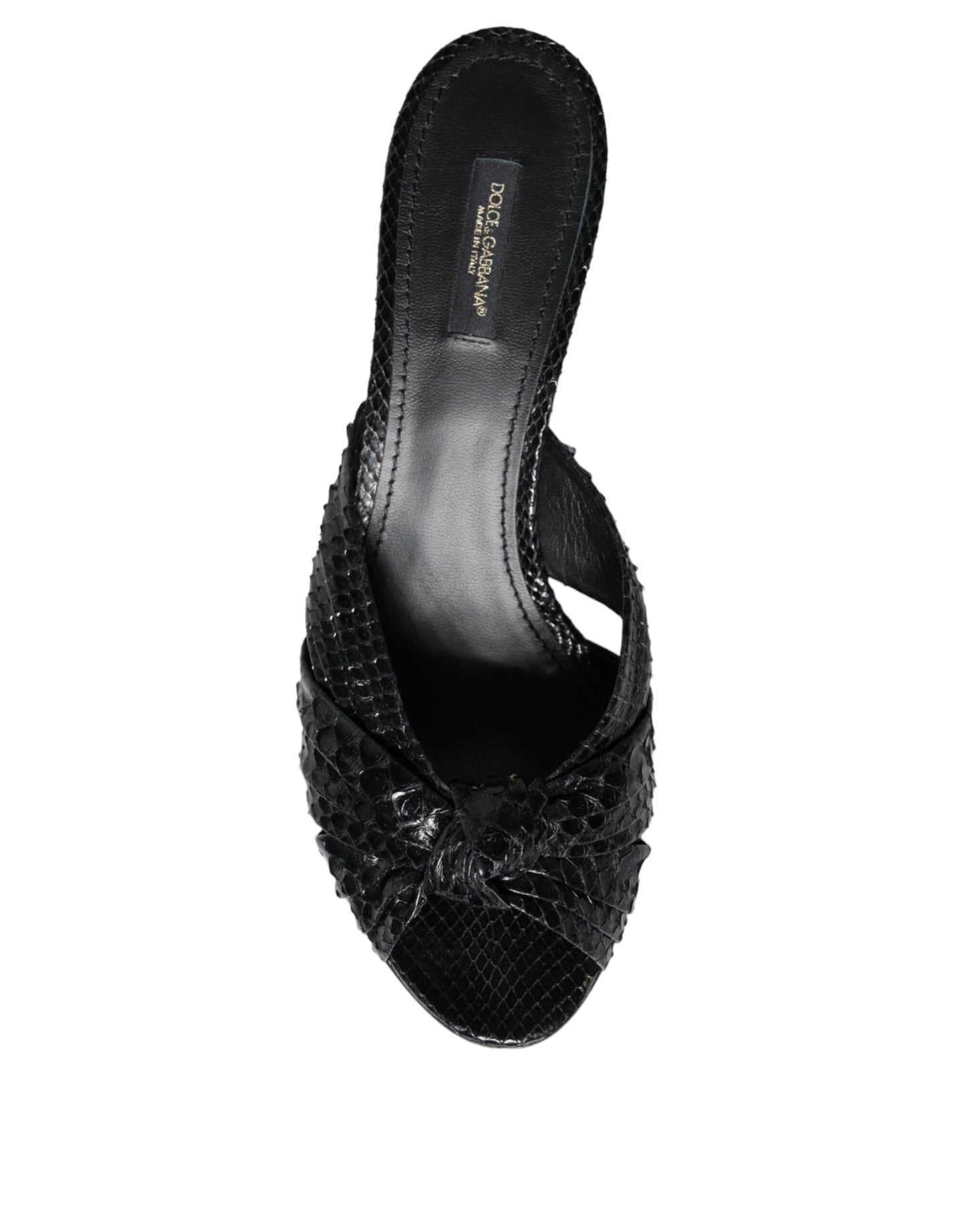 Sandali con tacco in pelle nera Dolce & Gabbana