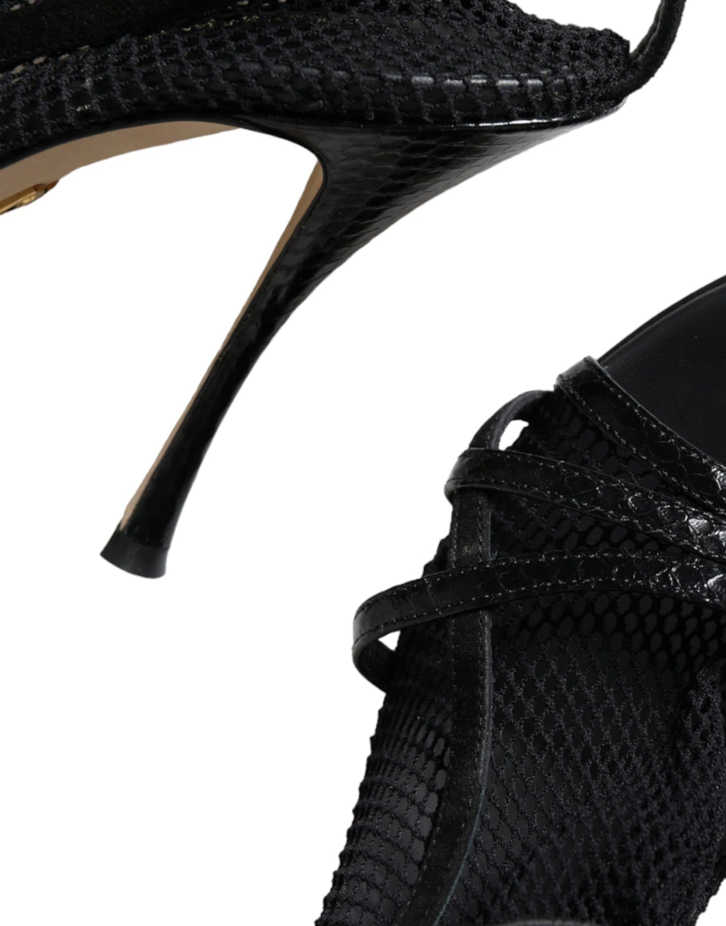 Sandali con tacco a spillo in rete nera Dolce & Gabbana