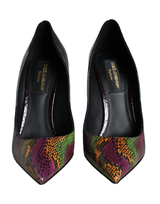 Scarpe con tacco in pelle esotica multicolore Dolce & Gabbana