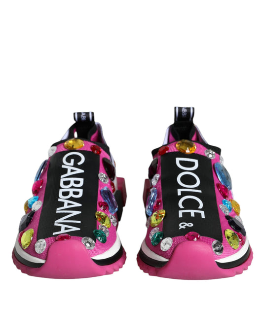 Dolce & Gabbana Scarpe da ginnastica basse con cristalli rosa Sorrento