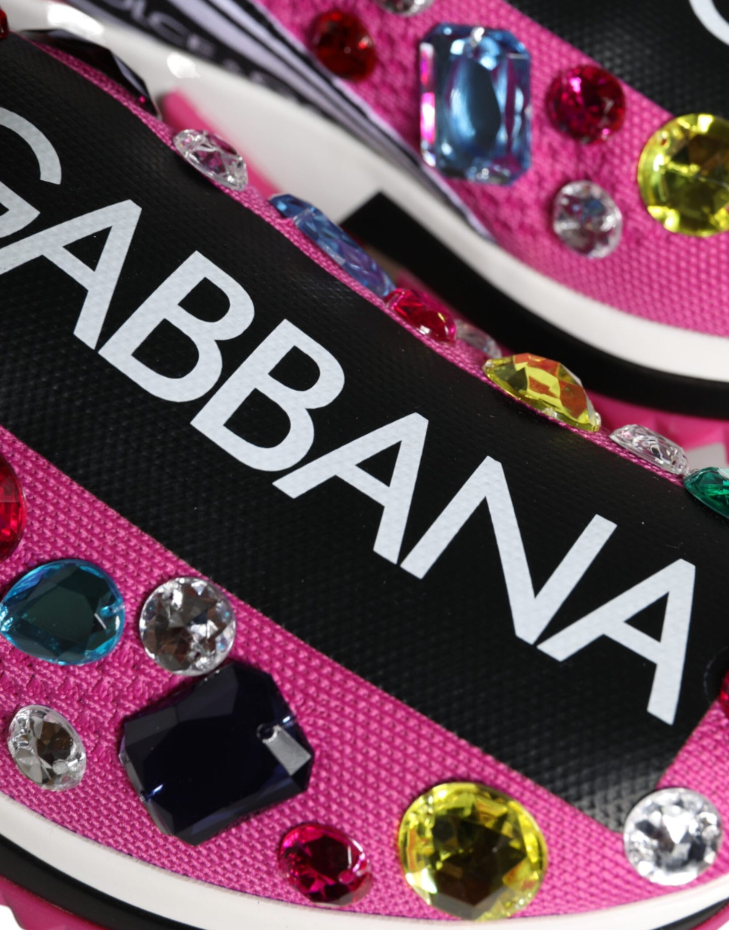 Dolce & Gabbana Scarpe da ginnastica basse con cristalli rosa Sorrento