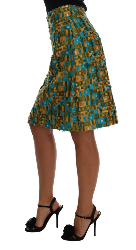 Gonna dritta a tubino in jacquard multicolore Dolce & Gabbana