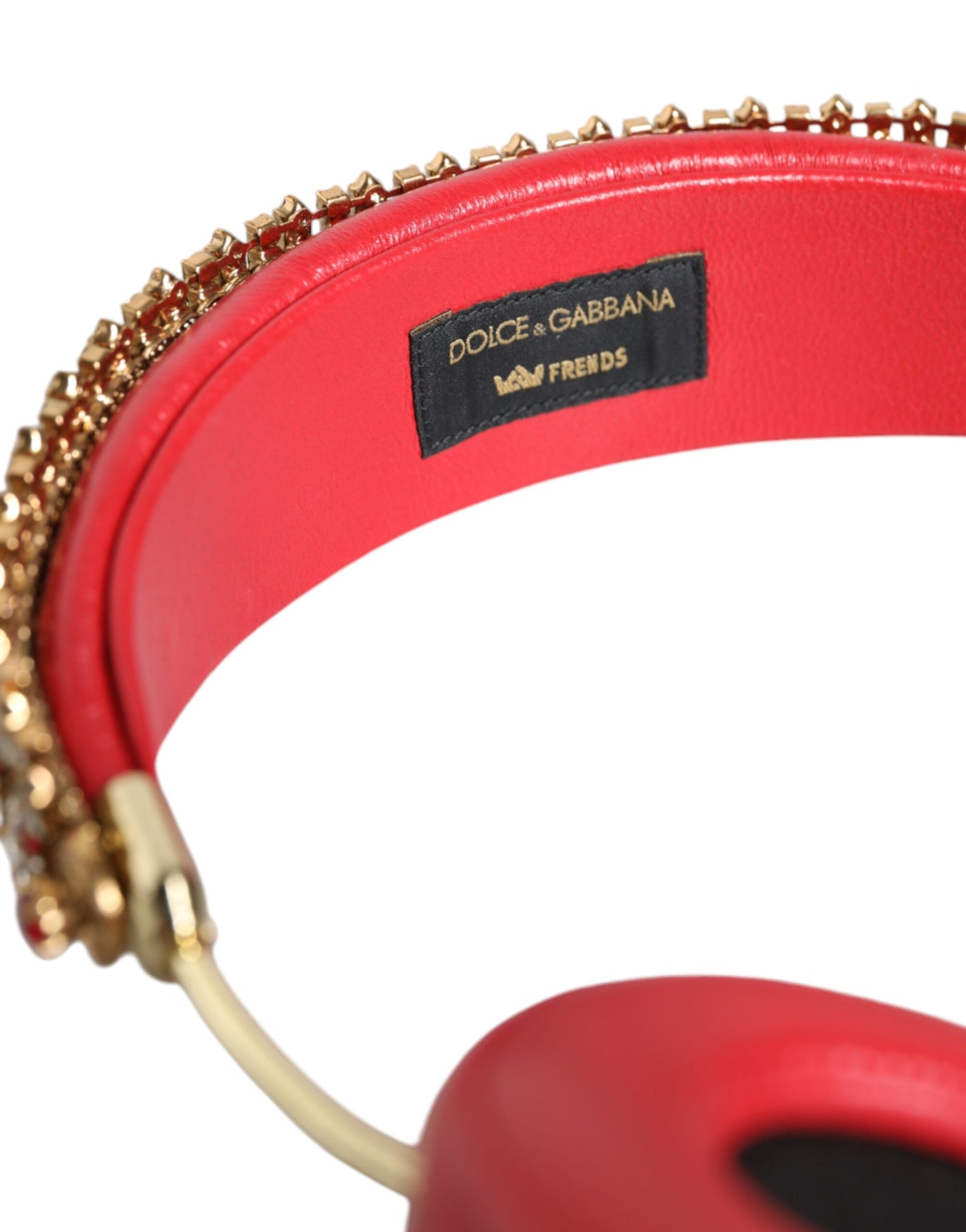 Cuffie Dolce & Gabbana in nappa rossa con cristalli floreali