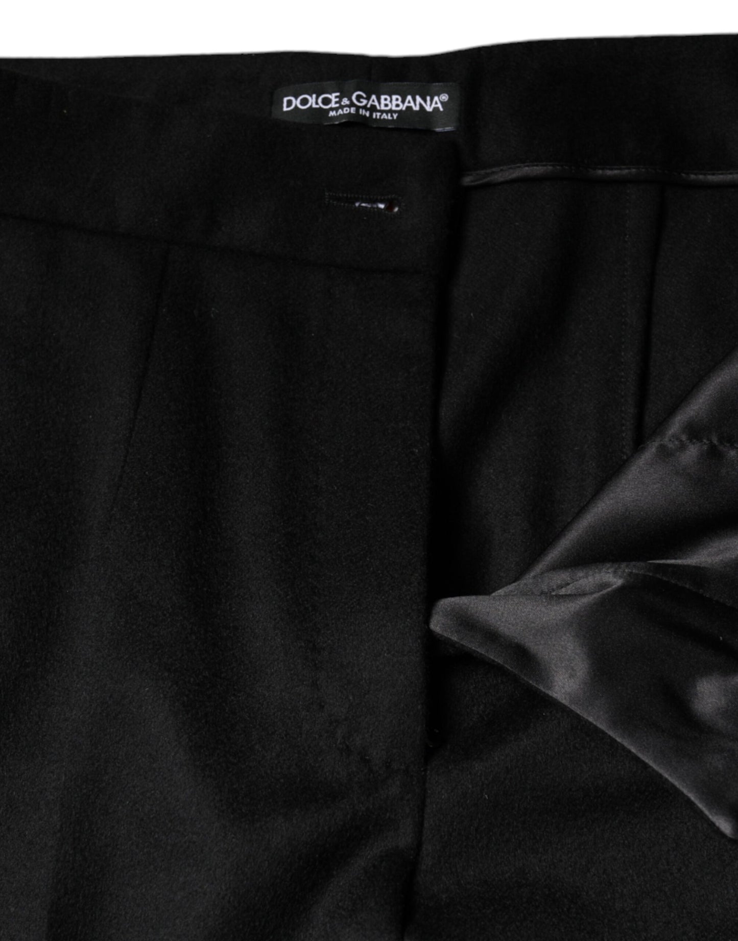 Pantaloni da donna a vita media in cashmere nero Dolce & Gabbana