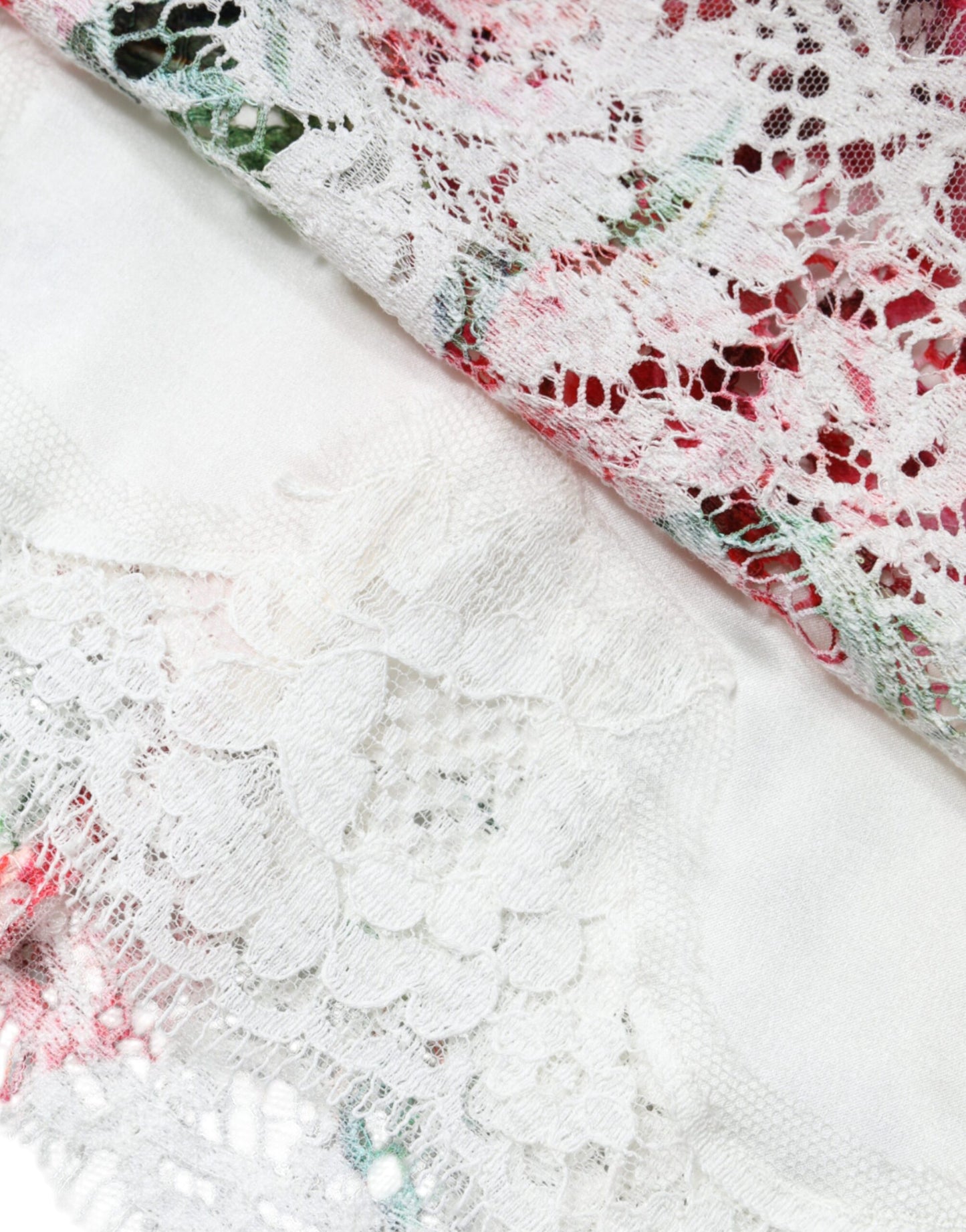 Dolce & Gabbana Top blusa a maniche corte in pizzo bianco peonia