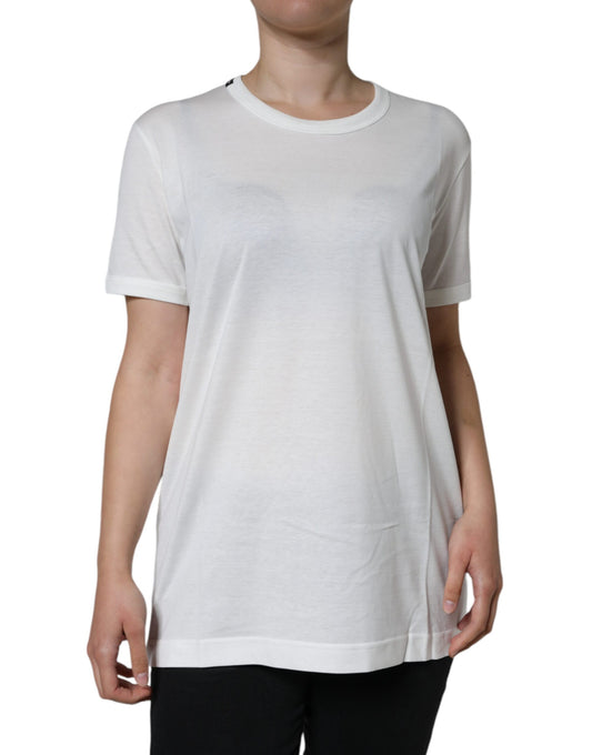 T-shirt a maniche corte con scollo rotondo in cotone bianco Dolce & Gabbana