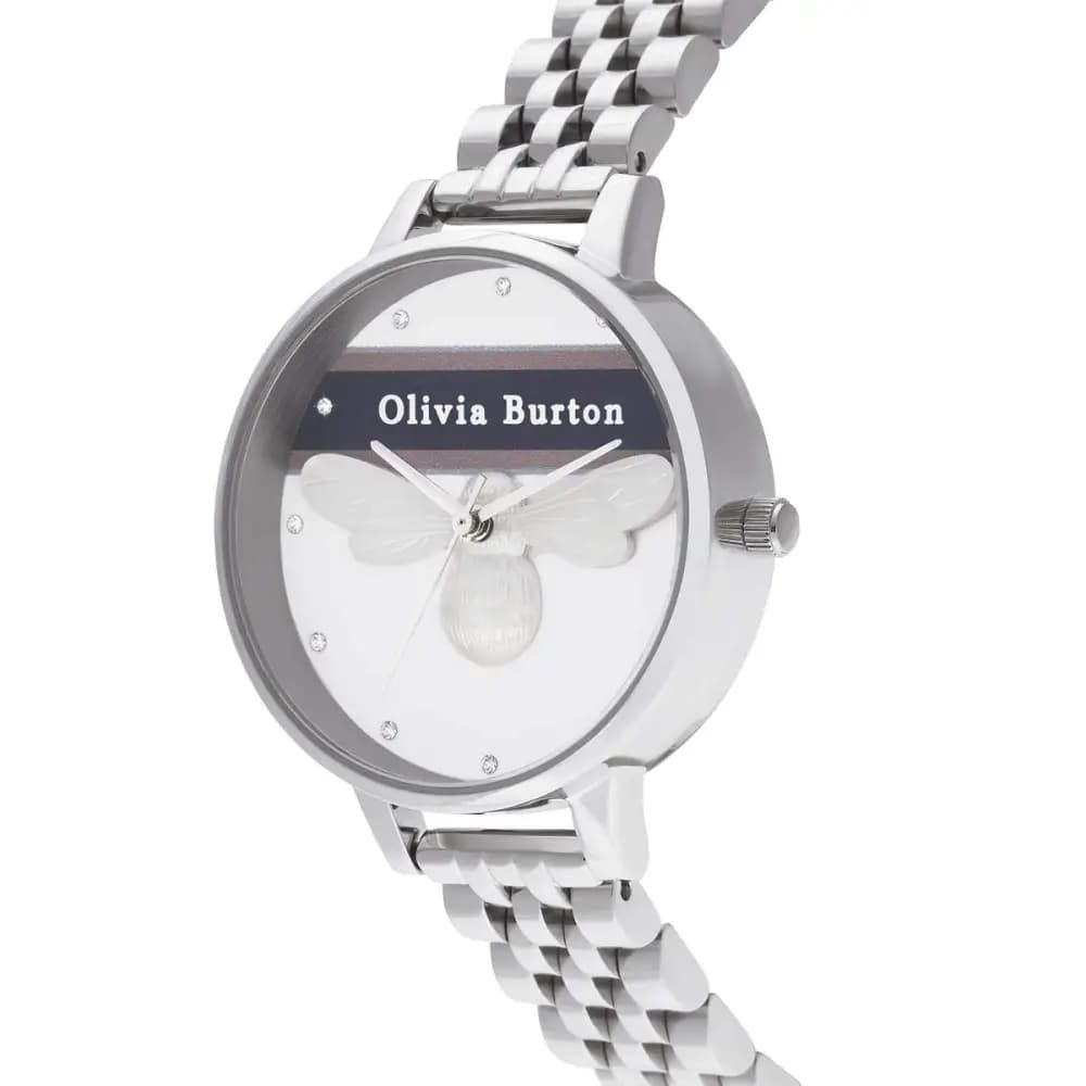 Orologio elegante Olivia Burton in acciaio inossidabile argentato