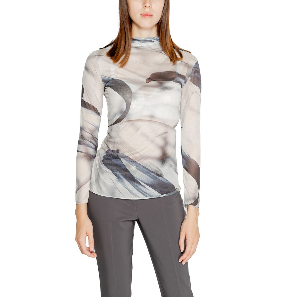 T-shirt a maniche lunghe in poliestere grigio Rinascimento