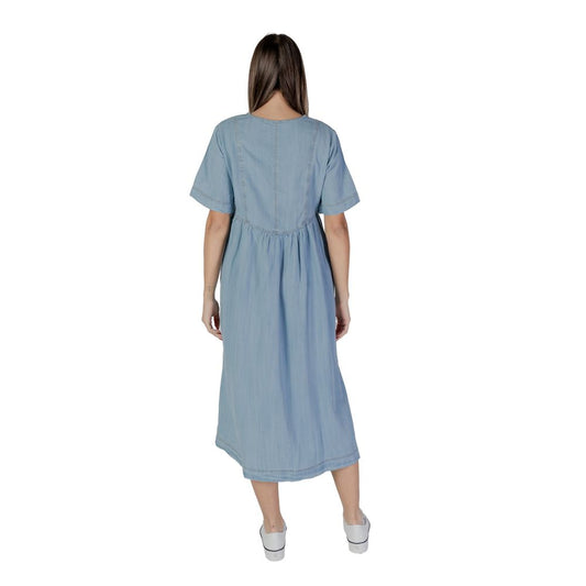B.Young Abito lungo in cotone azzurro chiaro