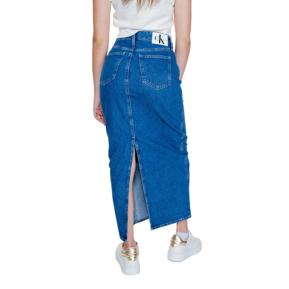 Gonna lunga in cotone blu Calvin Klein Jeans