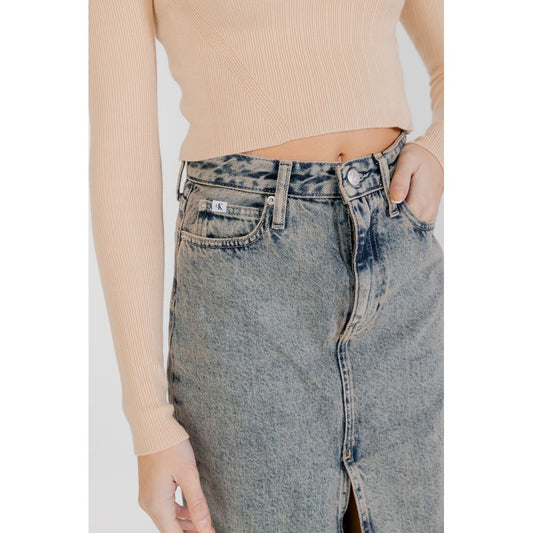 Gonna lunga in cotone blu Calvin Klein Jeans