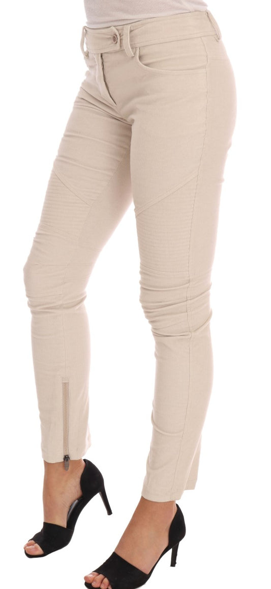 Ermanno Scervino Beige Slim Jeans Velluto a Coste Pantaloni Skinny