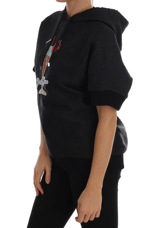 Dolce & Gabbana Maglione con cappuccio in cristallo nero Fairy Tale