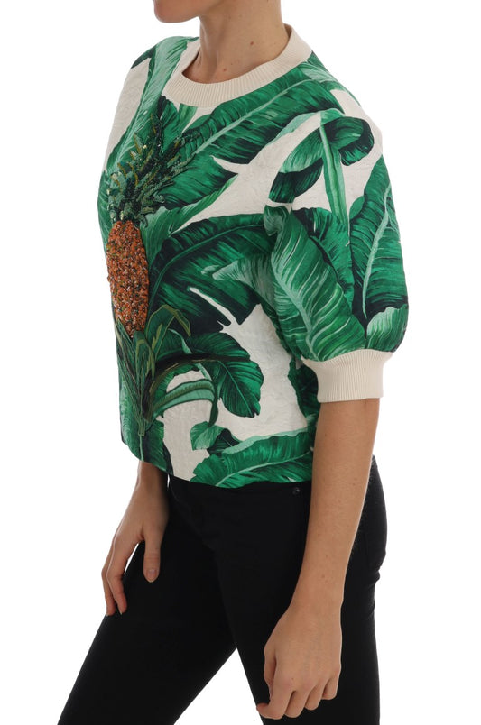 Dolce & Gabbana Maglione girocollo con paillettes ananas e banana