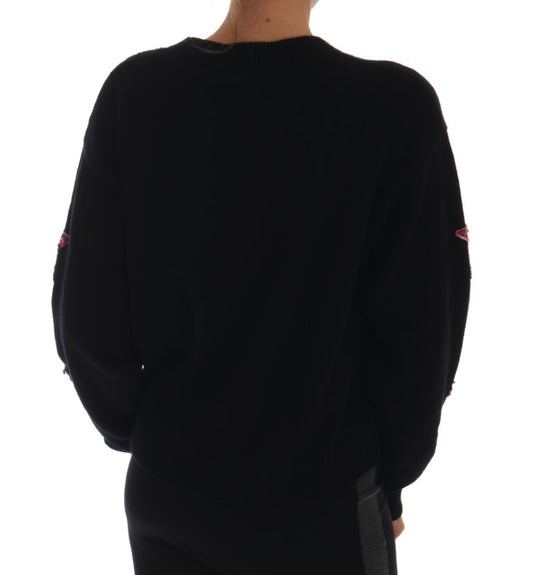 Dolce & Gabbana Fairy Tale Crystal Maglione in cashmere nero