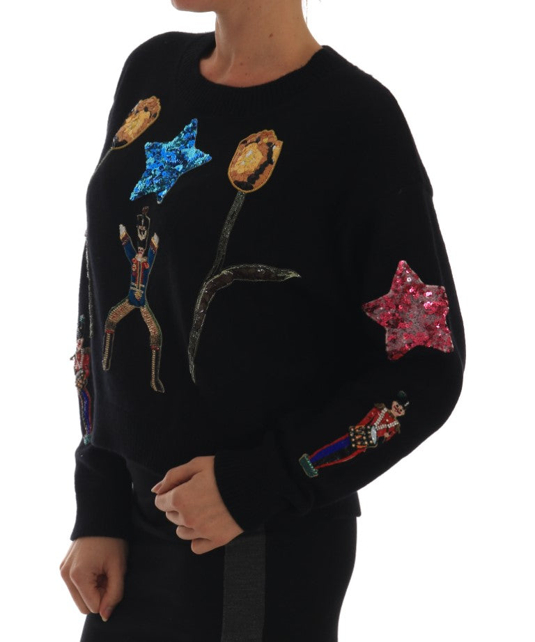 Dolce & Gabbana Fairy Tale Crystal Maglione in cashmere nero