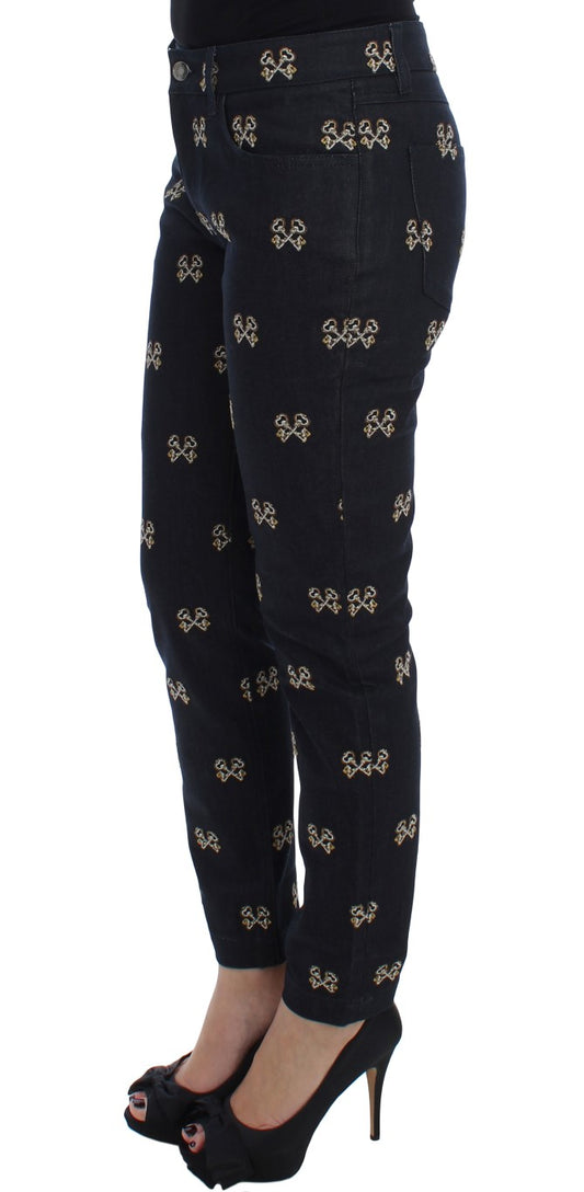 Jeans KATE slim fit con ricamo a chiave blu Dolce & Gabbana
