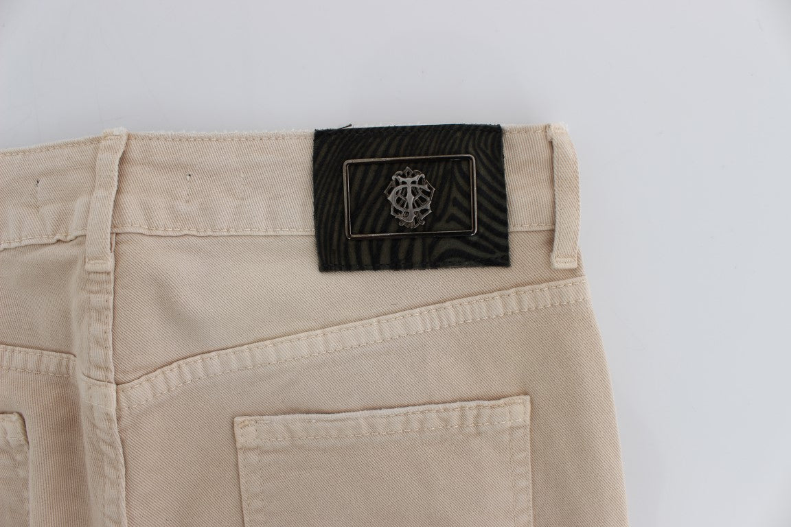 Jeans elasticizzati in cotone slim fit lavaggio beige Cavalli