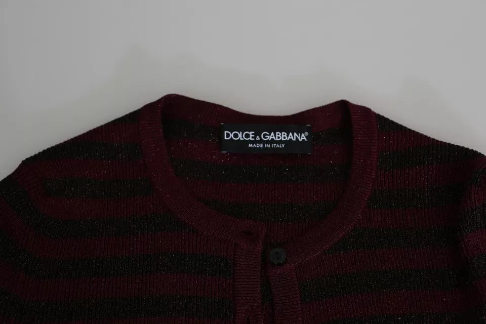 Dolce & Gabbana Maglione Cardigan da Donna a Righe Nere e Rosse