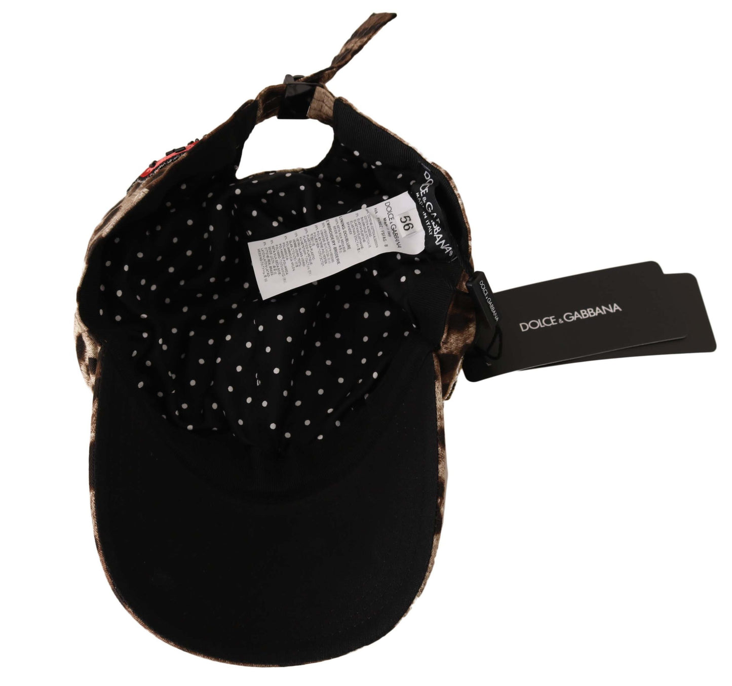 Cappello da baseball Dolce & Gabbana con applicazione Sicily in paillettes leopardate marroni