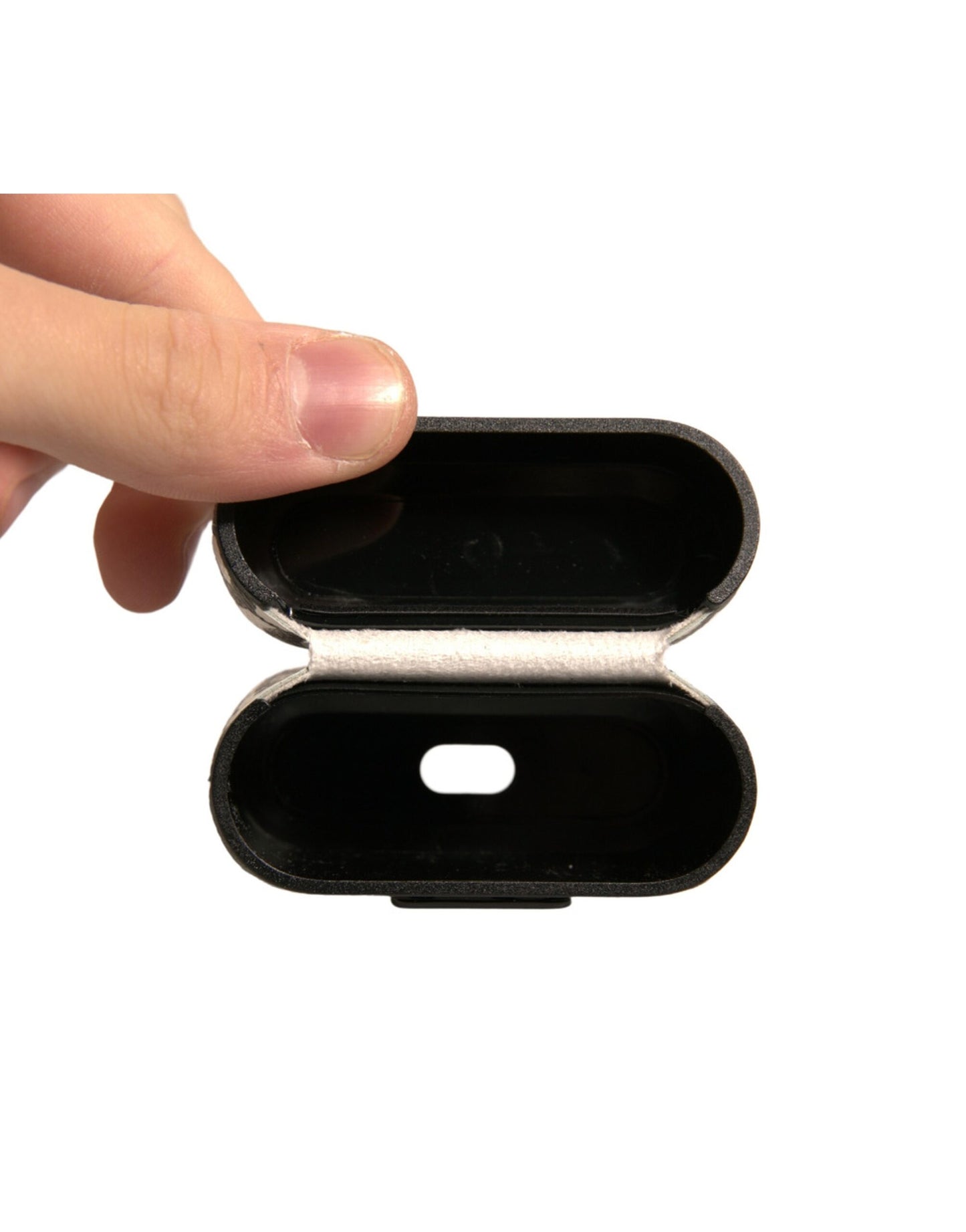Custodia per Airpods Dolce & Gabbana in pelle nera e bianca con logo in rilievo