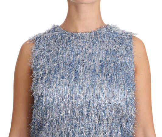 Abito a tubino con frange azzurro chiaro Dolce & Gabbana