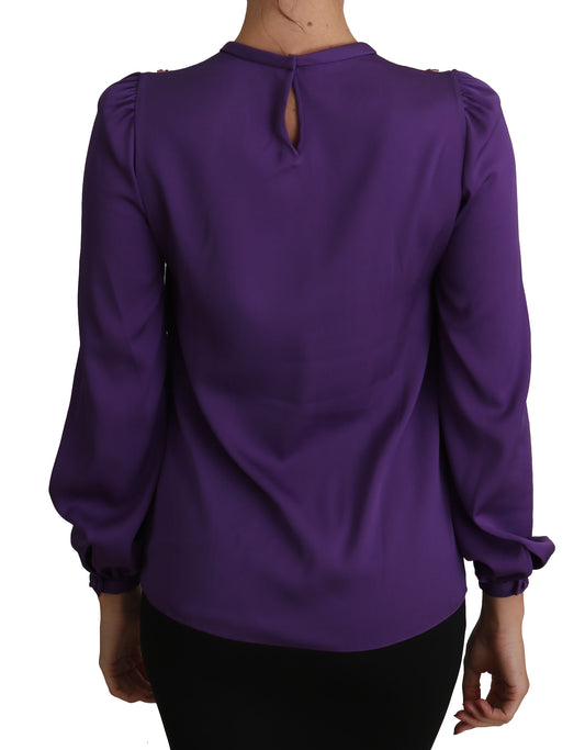 Dolce & Gabbana Blusa viola con top decorato con motivo principe delle fiabe