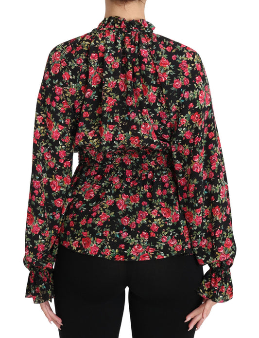Dolce & Gabbana Camicia con stampa floreale e rose nere