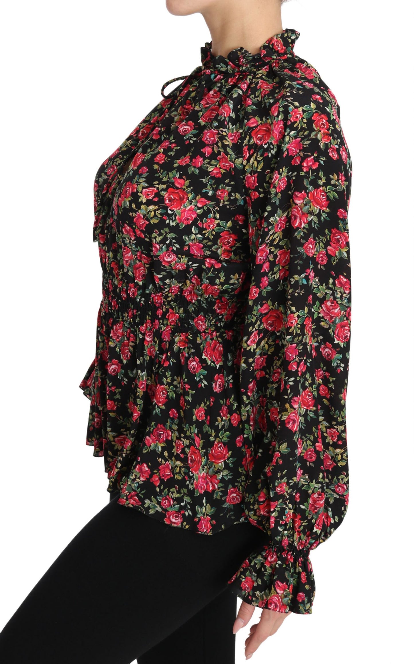 Dolce & Gabbana Camicia con stampa floreale e rose nere