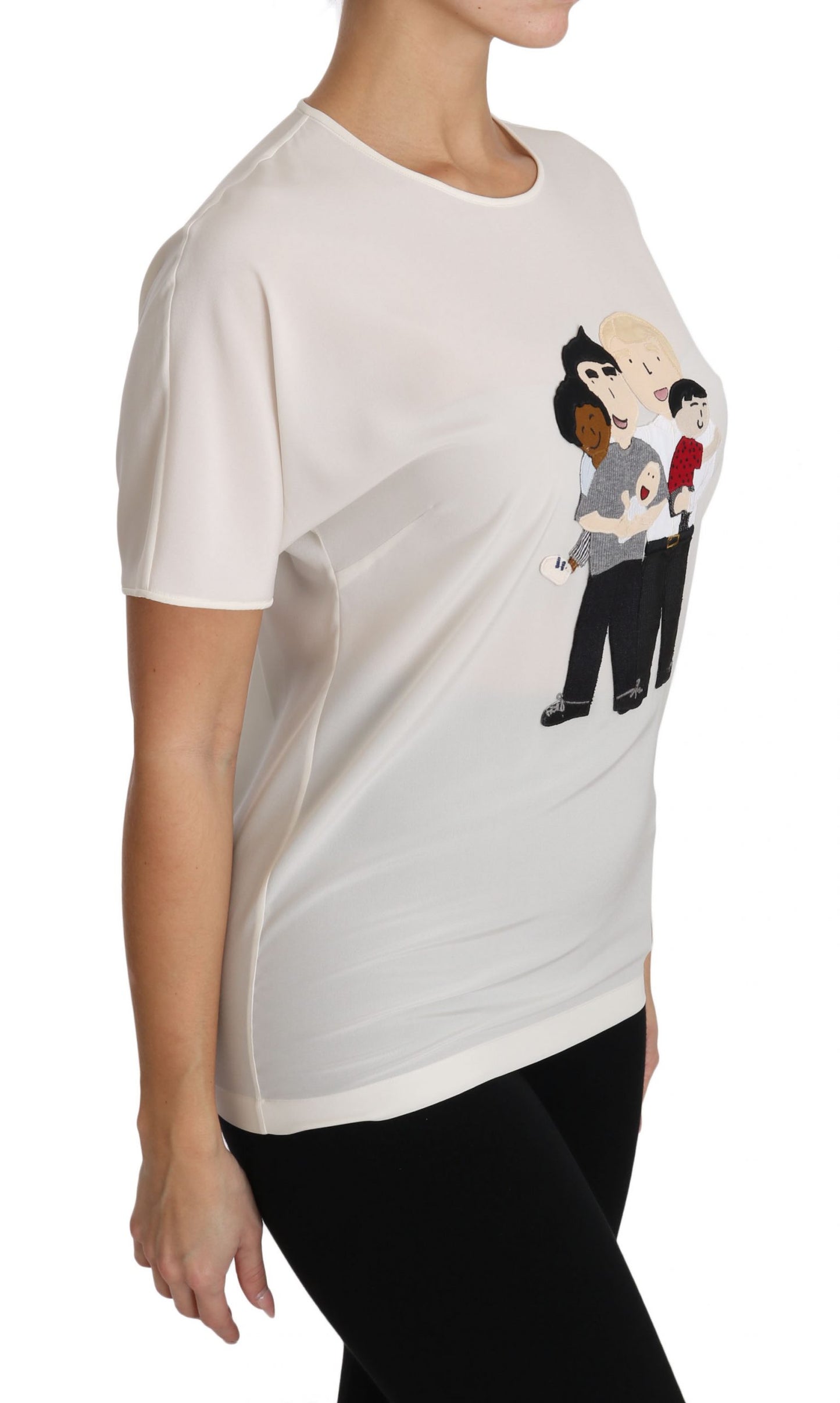 T-shirt Dolce & Gabbana in seta bianca elasticizzata #dgfamily
