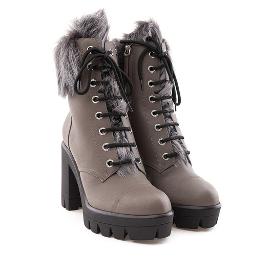 Giuseppe Zanotti Beige Eco Leather Lace-Up Boots