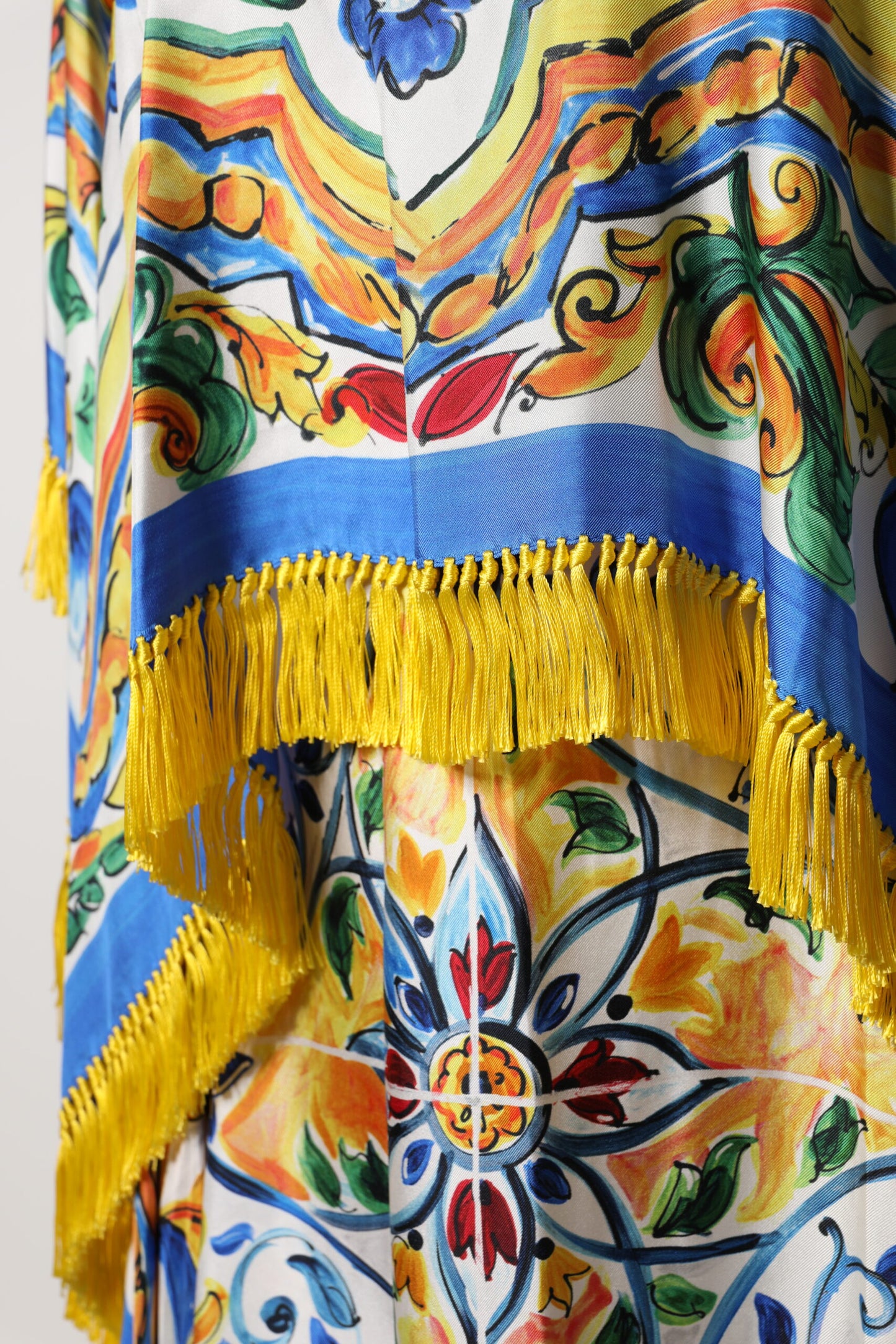 Dolce & Gabbana Multicolor Majolica Kaftan Abito lungo a maniche corte
