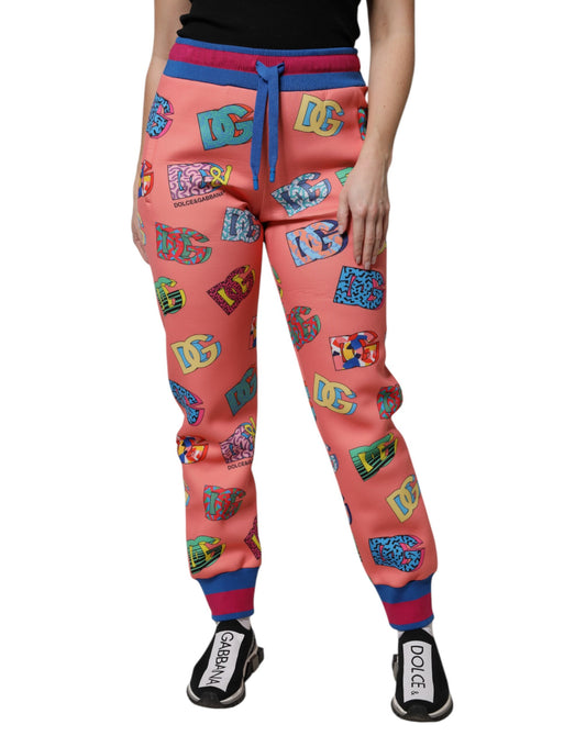 Pantaloni della tuta con monogramma e logo rosa Dolce & Gabbana