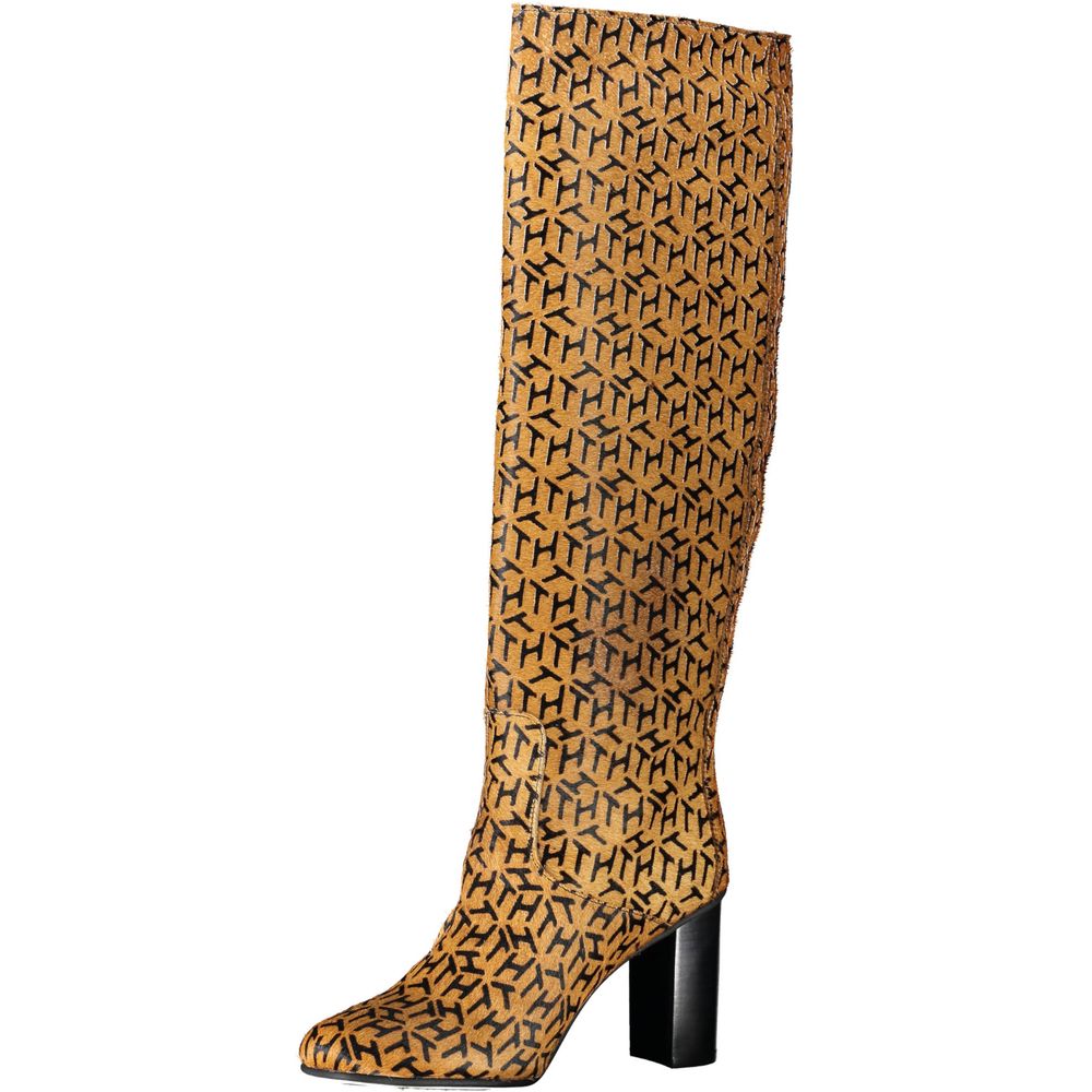 Stivali da donna in pelle beige Tommy Hilfiger
