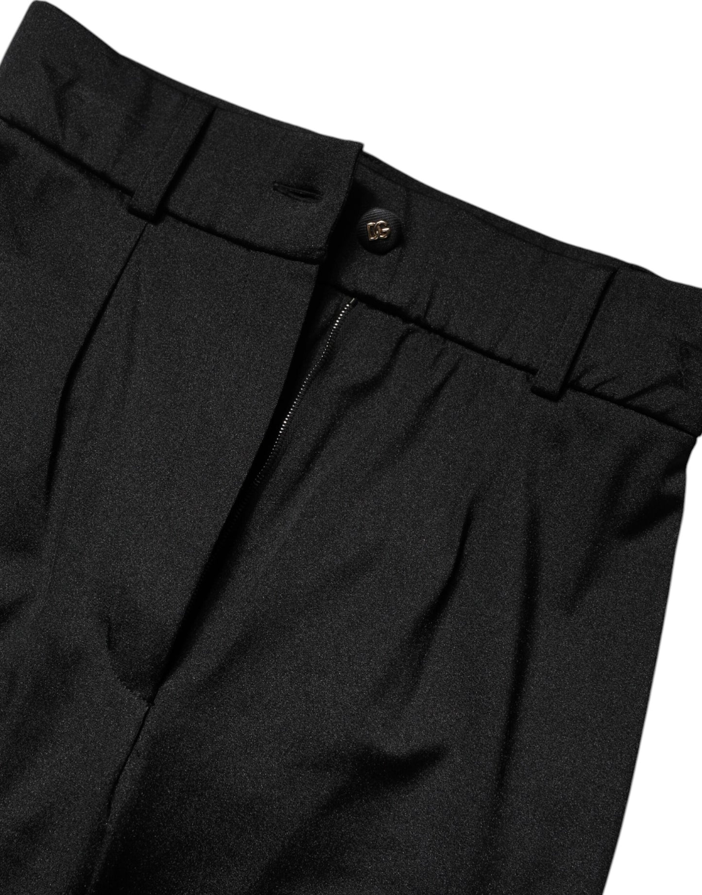 Pantaloni slim fit a vita alta in nylon nero Dolce & Gabbana