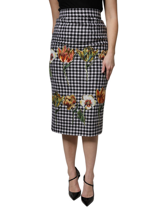 Gonna a tubino con stampa floreale multicolore Dolce & Gabbana a vita alta