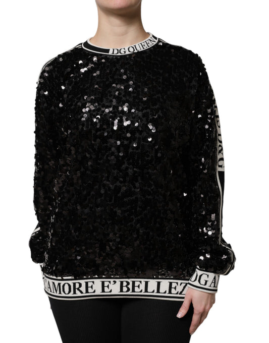 Dolce & Gabbana Maglione con paillettes DG Queen nero