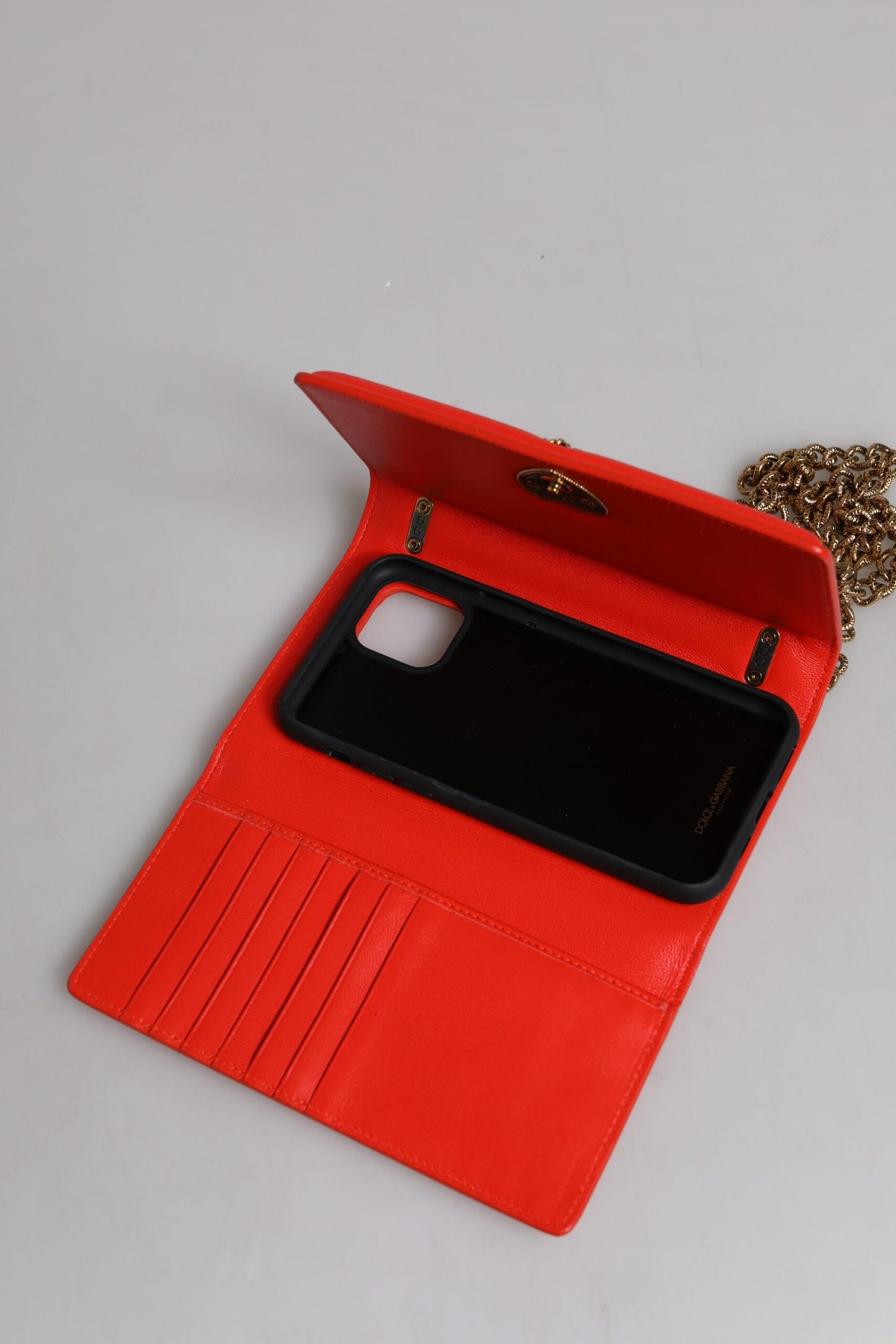 Borsa a tracolla con catena trapuntata rossa Devotion di Dolce & Gabbana